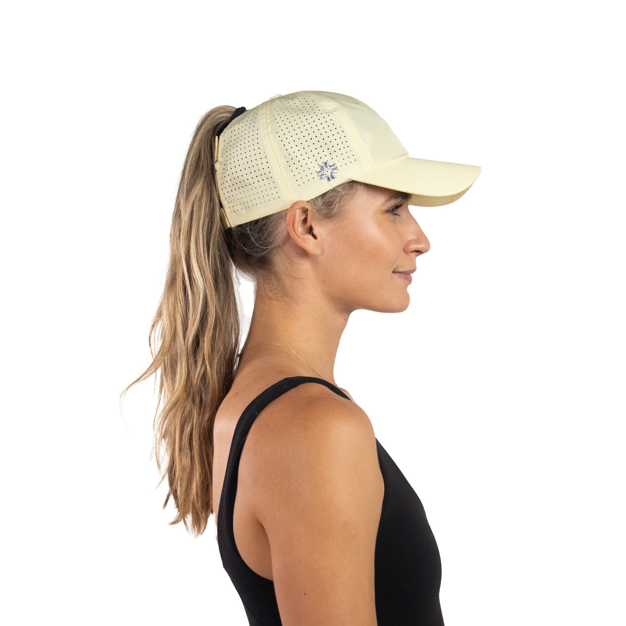 Sun Goddess, Mellow Yellow ponytail hat, UPF 50+ VIMHUE